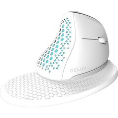 Mysz Delux Bezprzewodowa mysz pionowa Delux M618XSD BT+2.4G RGB (biała)