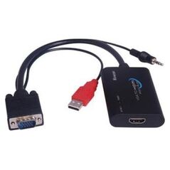 Adapter AV PremiumCord USB HDMI MiniJack 3.5 mm D-Sub (VGA), Czarny (khcon-04)