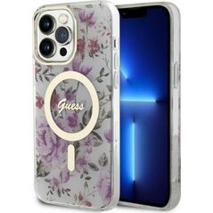 Guess Etui Guess GUHMP14LHCFWST Apple iPhone 14 Pro transparent hardcase Flower MagSafe