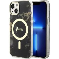 Guess Etui na telefon Guess GUHMP14MHTMRSK do Apple iPhone 14 Plus 6.7" czarny/black hardcase Golden Marble MagSafe
