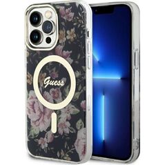 Guess Guess Flower MagSafe - Etui iPhone 14 Pro Max (Czarny)