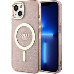 Guess Guess Glitter Gold MagSafe - Etui iPhone 14 Plus (Różowy)