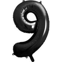 Balon foliowy cyfra 9 czarna dekoracja urodzinowa