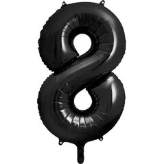 Party Deco BALON FOLIOWY CYFRA 8 CZARNY 86CM