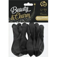 GoDan Balony Beauty&Charm metaliki czarne 12"/10szt CB-1MCZ
