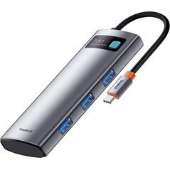HUB USB Baseus Hub 7w1 Baseus Gleam, USB-C do 1x HDMI4K 60Hz + 3x USB3.0 + 1x PD + 1x SD/TF (szary)