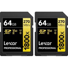Karta Lexar Professional 1800x SDXC 64 GB + 64 GB Class 10 UHS-II/U3 V60 (LSD1800064G-B2NNU)