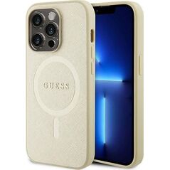 Guess Guess GUHMP15LPSAHMCB iPhone 15 Pro 6.1" złoty/gold hardcase Saffiano MagSafe
