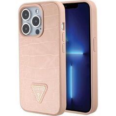 Guess Guess GUHCP15XPCRTHCP iPhone 15 Pro Max różowy/pink hardcase Croco Triangle Metal Logo
