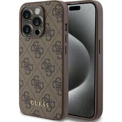 Guess Guess GUHCP15LG4GFBR iPhone 15 Pro 6.1" brązowy/brown hard case 4G Metal Gold Logo
