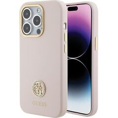 Guess Guess GUHCP15LM4DGPP iPhone 15 Pro 6.1" jasnoróżowy/pink hardcase Silicone Logo Strass 4G