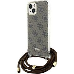 Guess Guess GUHCP15SHC4SEW iPhone 15 / 14 / 13 6.1" brązowy/brown hardcase Crossbody Cord 4G Print