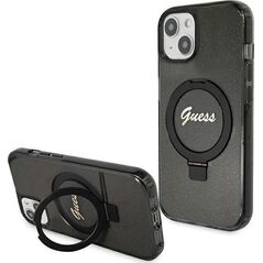 Guess Guess GUHMP13MHRSGSK iPhone 13 / 14 / 15 6.1" czarny/black hardcase Ring Stand Script Glitter MagSafe