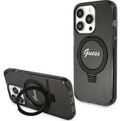 Guess Guess GUHMP13XHRSGSK iPhone 13 Pro Max 6.7" czarny/black hardcase Ring Stand Script Glitter MagSafe