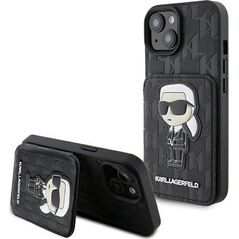 Karl Lagerfeld Karl Lagerfeld KLHCP15SSAKKNSCK iPhone 15 6.1" czarny/black hardcase Saffiano Cardslots and Stand Monogram Ikonik Patch
