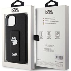 Karl Lagerfeld Karl Lagerfeld KLHCP15SGSACHPK iPhone 15 6.1" czarny/black hardcase Gripstand Saffiano Choupette Pins