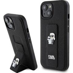 Karl Lagerfeld Karl Lagerfeld KLHCP15SGSAKCPK iPhone 15 6.1" czarny/black hardcase Gripstand Saffiano Karl&Choupette Pins