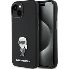 Karl Lagerfeld Karl Lagerfeld KLHCP15SSMHKNPK iPhone 15 6.1" czarny/black Silicone Ikonik Metal Pin