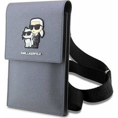 Karl Lagerfeld Torebka Karl Lagerfeld Saffiano Karl & Choupette Head (Klwbsakcpmg) Srebrne