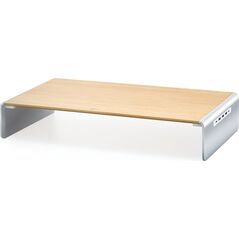 j5create j5create JCT425 uchwyt / stojak do monitorów 68,6 cm (27") Wolnostojący Srebrny, Opalony/Jasnobrązowy, Drewno
