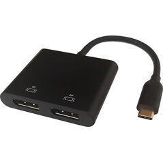 Adapter AV Deltaco USB-C MST jungčių stotelė DELTACO 2x 4K/60Hz, DP x 2, juoda, 0,1m / USBC-2DP