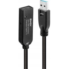 Kabel USB Lindy USB-A - USB-C 10 m Czarny (43376)