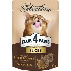 Club 4 Paws Club4Ł Kot 80g Paski Królik Indyk w Sosie