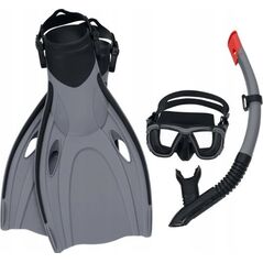 Bestway Bestway Hydro-Pro BlackSea Snorkel & Fin Set, Adult, Half face mask, Tempered glass, Assorted colours, Silicone, 43-48
