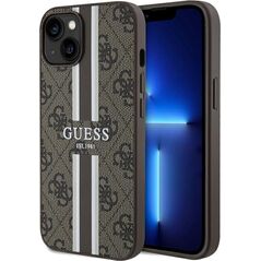Guess Guess GUHMP15SP4RPSW iPhone 15 / 14 / 13 6.1" brązowy/brown hardcase 4G Printed Stripes MagSafe