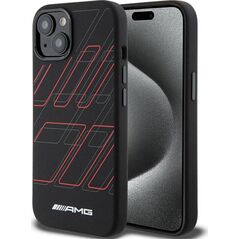 Mercedes AMG AMHMP15S23SSPK iPhone 15 / 14 / 13 6.1" czarny/black hardcase Silicone Large Rhombuses Pattern MagSafe