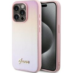 Guess Guess GUHCP14XPSAIRSP iPhone 14 Pro Max 6.7" różowy/pink hardcase Saffiano Iridescent Script