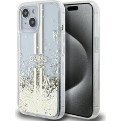 Guess Guess GUHCP15MLFCSEGT iPhone 15 Plus / 14 Plus 6.7" transparent hardcase Liquid Glitter Gold Stripes