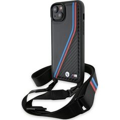 BMW BMW BMHCP15S23PSVTK iPhone 15 / 14 / 13 czarny/black hardcase M Edition Carbon Tricolor Lines & Strap