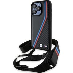BMW BMW BMHCP15L23PSVTK iPhone 15 Pro 6.1" czarny/black hardcase M Edition Carbon Tricolor Lines & Strap