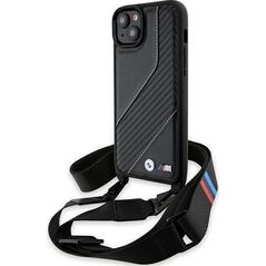 BMW BMW BMHCP15S23PSCCK iPhone 15 / 14 / 13 czarny/black hardcase M Edition Carbon Stripe & Strap