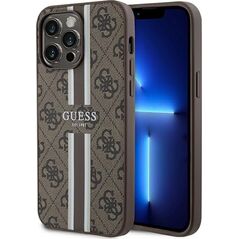 Guess Guess GUHMP15XP4RPSW iPhone 15 Pro Max 6.7" brązowy/brown hardcase 4G Printed Stripes MagSafe