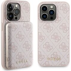 Guess Zestaw Guess GUBPM5P15X4GEMGP Apple iPhone 15 Pro Max hardcase + Powerbank 5000mAh MagSafe 4G Metal Logo różowy/pink