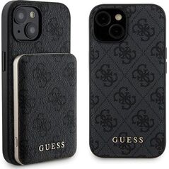 Guess Guess Bundle Pack MagSafe 4G Metal Gold Logo - Zestaw etui + Power Bank 5000mAh MagSafe iPhone 15 (czarny)