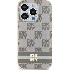 DKNY DKNY DKHMP15MHCPTSE iPhone 15 Plus / 14 Plus 6.7" beżowy/beige hardcase IML Checkered Mono Pattern & Printed Stripes MagSafe