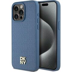 DKNY DKNY DKHMP15XPSHRPSB iPhone 15 Pro Max 6.7" niebieski/blue hardcase Leather Monogram Pattern Metal Logo MagSafe