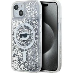 Karl Lagerfeld Karl Lagerfeld KLHMP15SLGCHSGH iPhone 15 / 14 / 13 6.1" hardcase transparent Liquid Glitter Choupette Head Magsafe