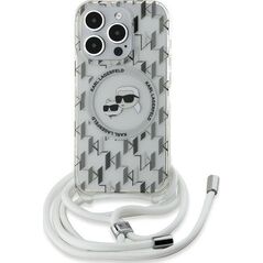 Karl Lagerfeld Karl Lagerfeld KLHMP15LHCKCKLCT iPhone 15 Pro 6.1" transparent hardcase IML Crossbody Monogram Karl & Choupette Head MagSafe