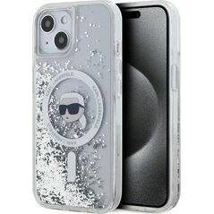 Karl Lagerfeld Karl Lagerfeld KLHMP15SLGKISGH iPhone 15 / 14 / 13 6.1" hardcase transparent Liquid Glitter Karl Head Magsafe