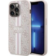 Guess Guess 4G Printed Stripes MagSafe - Etui iPhone 15 Pro (różowy)