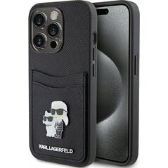 Karl Lagerfeld Karl Lagerfeld KLHCP15LSAPKCNPK iPhone 15 Pro 6.1" czarny/black hardcase Saffiano Cardslot Karl&Choupette Metal Pin