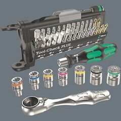 Zestaw narzędzi Wera Wera 9750 Kraftform Compact and Tool-Check PLUS Set 1, 57-piece tool set (black/green, socket wrench and bit set, in foam insert for workshop trolley)