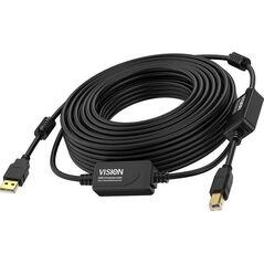 Kabel USB Vision USB-A - USB-B 10 m Czarny (TC 10MUSB+/BL/2)
