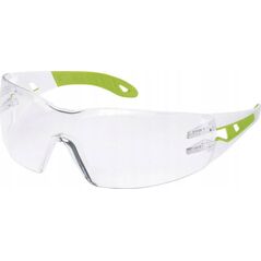 Uvex Apsauginiai akiniai Uvex Pheos S (slim fit) skaidria linze, supravision excellence (nesibraižantys ir nerasojantys) padengimas, baltos/žalios kojelės.