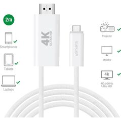 Kabel USB 4smarts USB-C - HDMI 2 m Biały (540957)