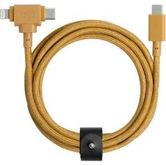 Kabel USB Native Union USB-C - USB-C + Lightning 1.5 m Żółty (BELT-CCL-KFT-NP)